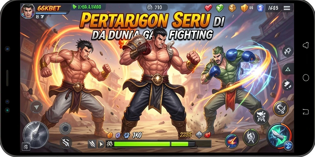 Tampilan gameplay seru dari game Fighting 66KBET dengan aksi karakter yang energik.