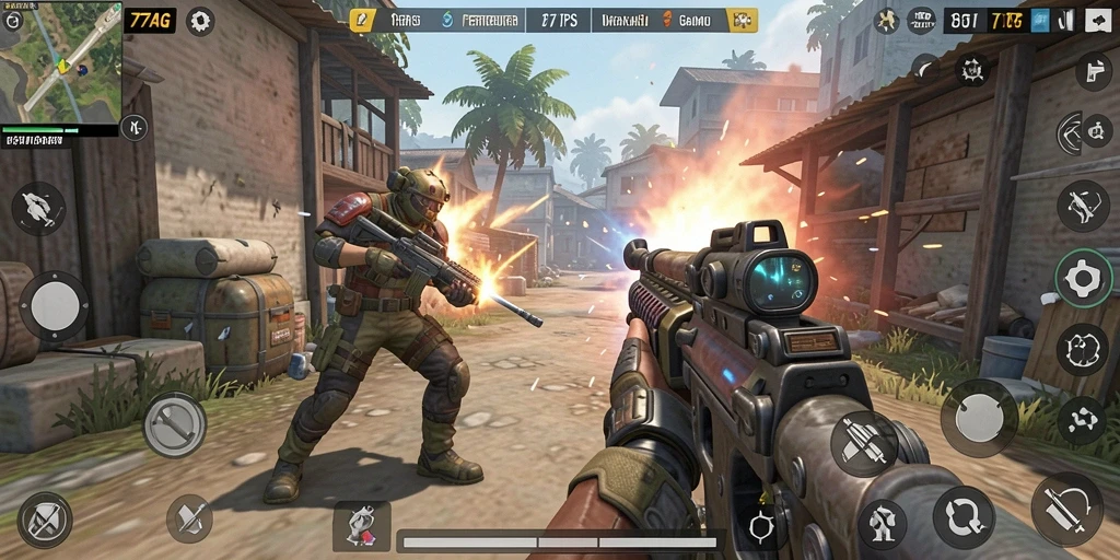 Tampilan gameplay seru dari 77AG dalam mode TPS.