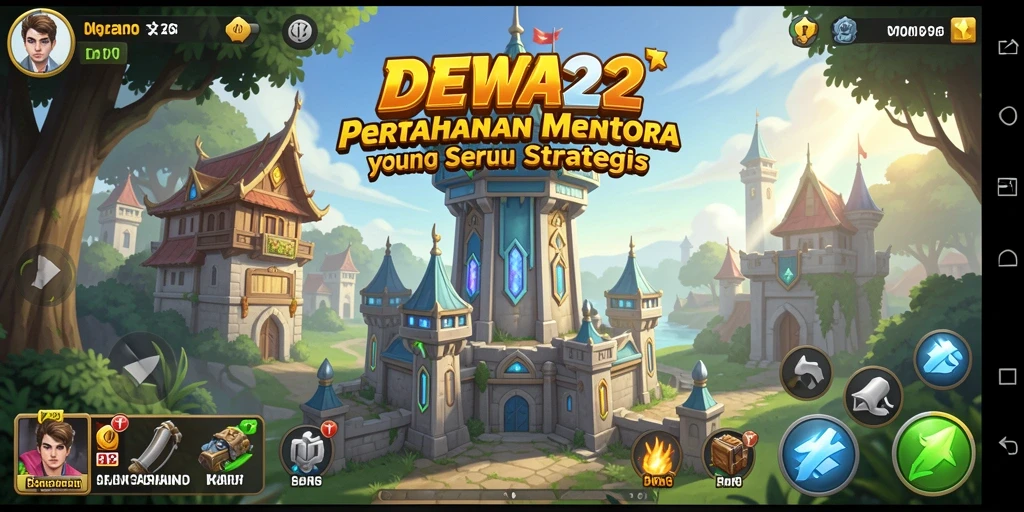 Tampilan gameplay menara pertahanan yang seru dalam DEWA22.