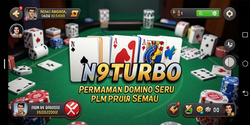 Tangkapan layar gameplay N9TURBO memperlihatkan keseruan bermain Domino.