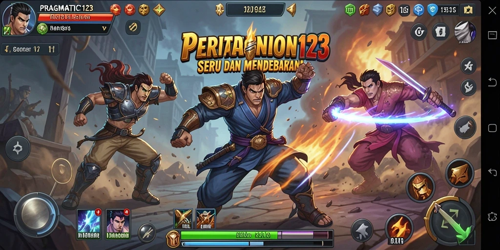 Screenshot menunjukkan pertarungan seru di PRAGMATIC123 dengan karakter unik dan efek visual yang menarik.