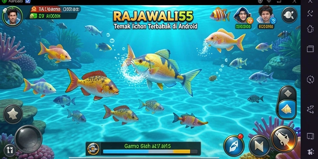 Tampilan gameplay menarik dari RAJAWALI55 yang menampilkan aksi Tembak Ikan.